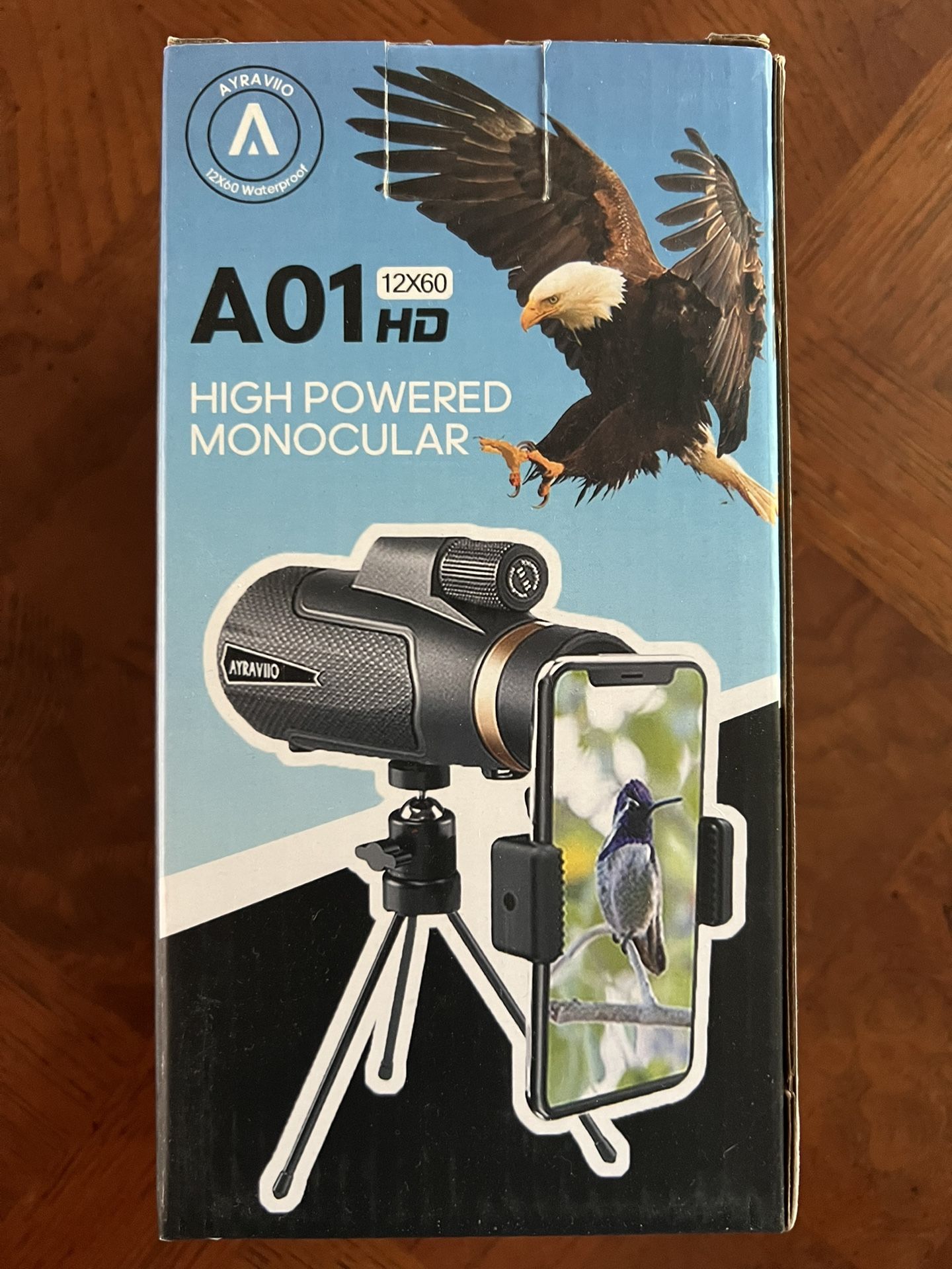12x60 Monocular Telescope Smartphone Holder & Upgraded Tripod, SMC & BAK4 Scope