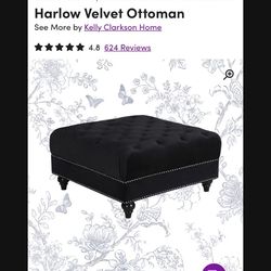 Black velvet ottoman