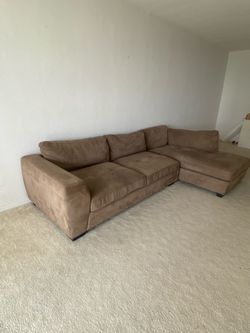 Brown Microsuede Sectional Sofa with Chaise