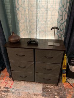6- Draw Dresser Gray & Walnut color
