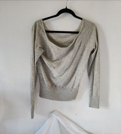 Gray Draped Neck Knit Sweater
