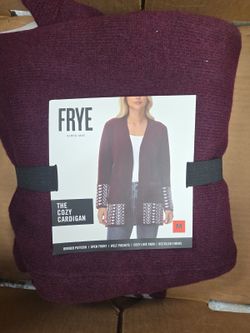 New Frye Women's The Cozy Luxe Cardigan, Dark Red Size Large Aztec Tribal Design