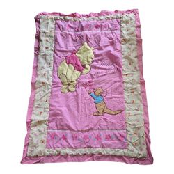 Vintage Disney Baby Winnie Pooh Roo Flowers For You Baby Blanket 35 X 47