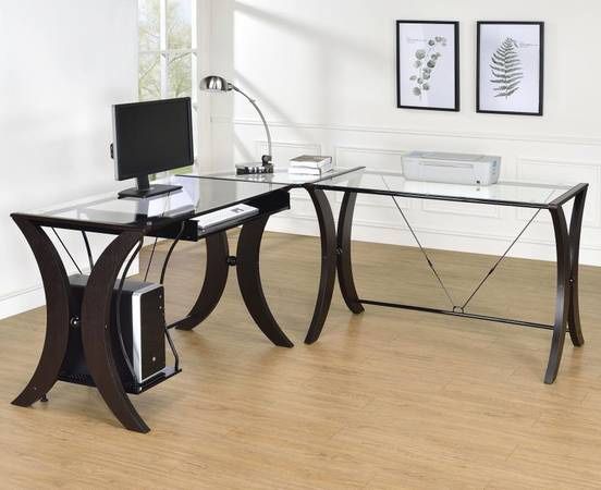 **SALE** 3 Piece Contemporary Computer Desk Set! Glass Top!