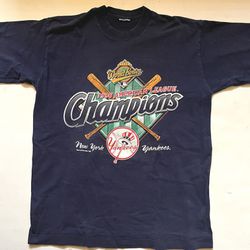 New York Yankee 1996 American League Championship & World Series Blue Tee Shirt