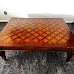 Beautiful Ethan Allen Large Marquetry Coffee Table  #32-8301 RARE!