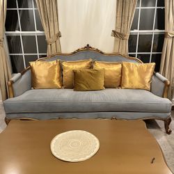 BLUE SUADE SOFA LOVSEAT