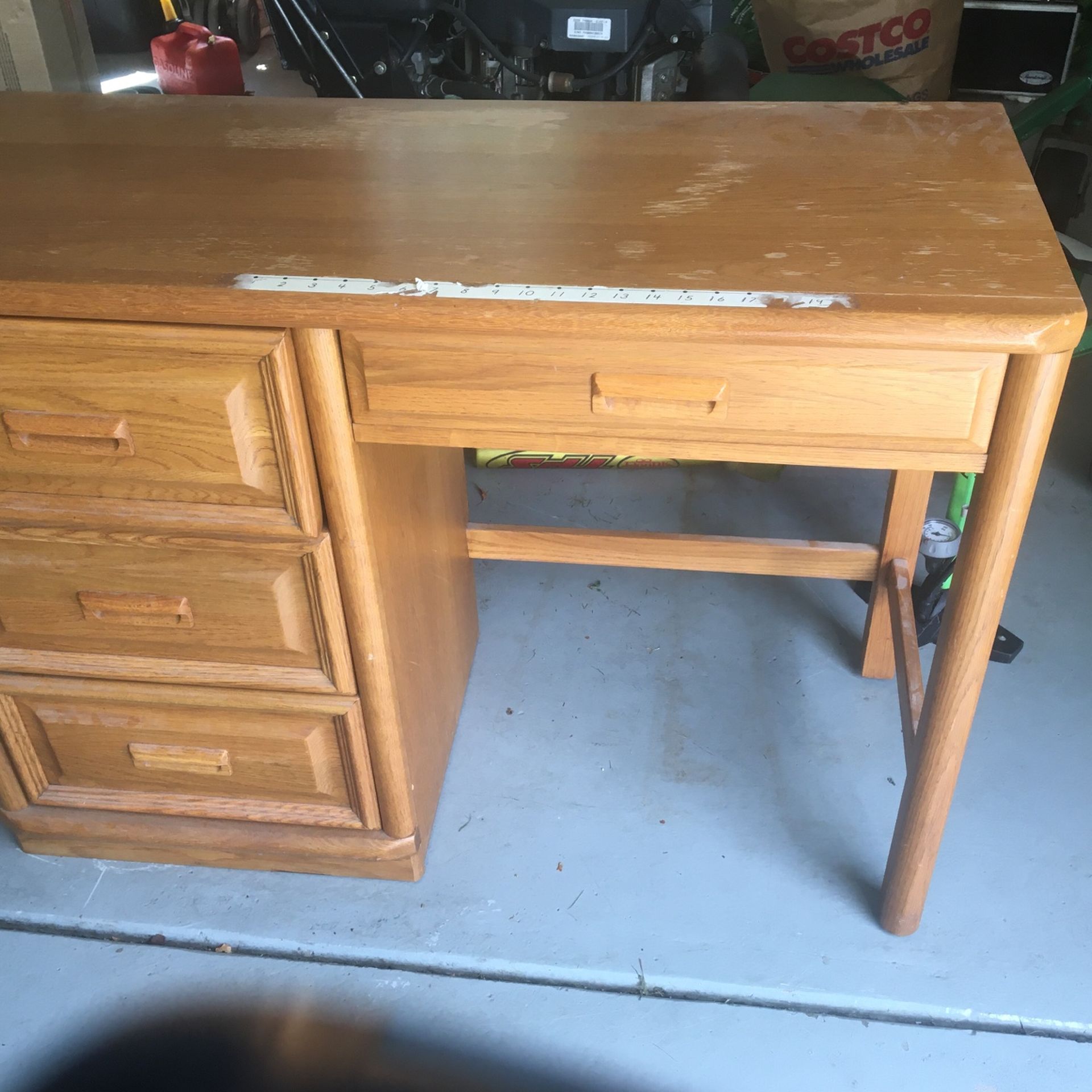 Solid Wood Desk With Bookshelf And Chair