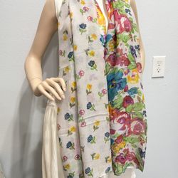 Beautiful pure cotton long scarf 45” x 73”
