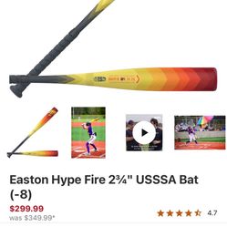 Easton HYPE Fire USSSA  Bat 29/21 (-8)