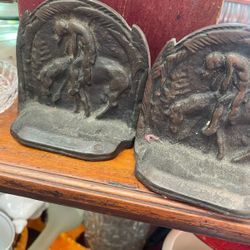 Antique Bronze Indian On Horse Bookends Book holder 