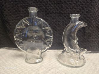 Sun and Moon Glass Decorative Bottles Set of 2