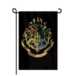 HARRY POTTER HOGWARTS FOUR HOUSES GOLD FANCY TRIM GARDEN FLAG 12x18