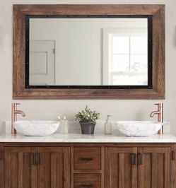 Rustic Wooden Framed Wall Mirror