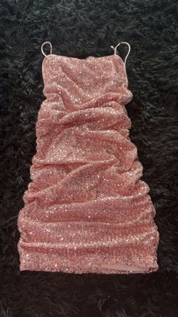 Pink Sequin Ruched Mini Dress (fashion nova)