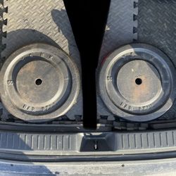 Vintage York 50 Ib Standard 1" weight plate set lbs weights pair 50lb 50lbs Cast Iron Fifty Pound Pounds #