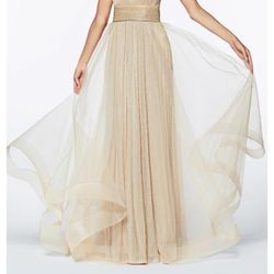 Dress Bridesmaid Prom Gold Party Formal Gown Cinderella Divine New 