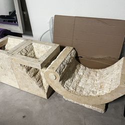 3 Fine Mactan Stone Base and Tempered Glass Tables 