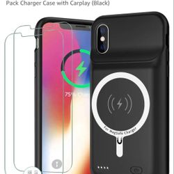 Battery Case for iPhone X/XS, [10000mAh] Enhanced Rechargeable Portable Protective Qi Wireless Charger Case Battery Support CarPlay Wireless Charging 
