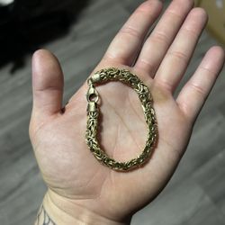 14k Yellow Gold Byzantine Style Gold Bracelet 7" 19.41 Grams Heavy Thick