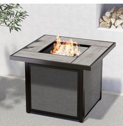 Grand Patio Outdoor Gas Fire Pit Table 32-Inch Square Propane Gas Fire Pit with CSA Safety Approval 50000 BTU Heat Sling Base Ceramic Tile Top and Lav