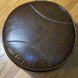 vintage Brown Vinyl Round Ottoman
