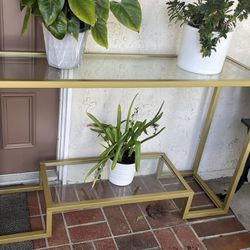 Gold Glass Metal Console Table 