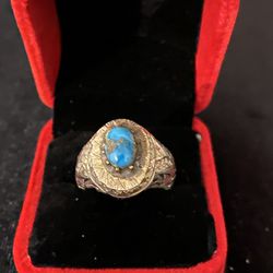 Turquoise Stone On Silver Ring 