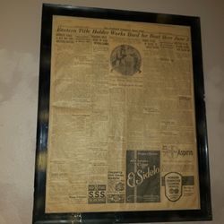 Framed Vintage Portland Telegram Sports Page