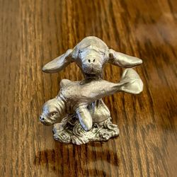Spoontiques Pewter Manatees Figurine Vintage