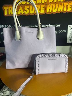 Michael Kors Lavender Leather Tote Purse & Matching Wristlet Wallet Set
