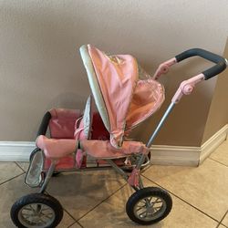 BABY BIRN DELUXE DOUBLE DOLL STROLLER LARGE WHEELS