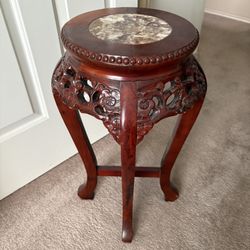 Side Table / Plant Stand with Marble Inlay