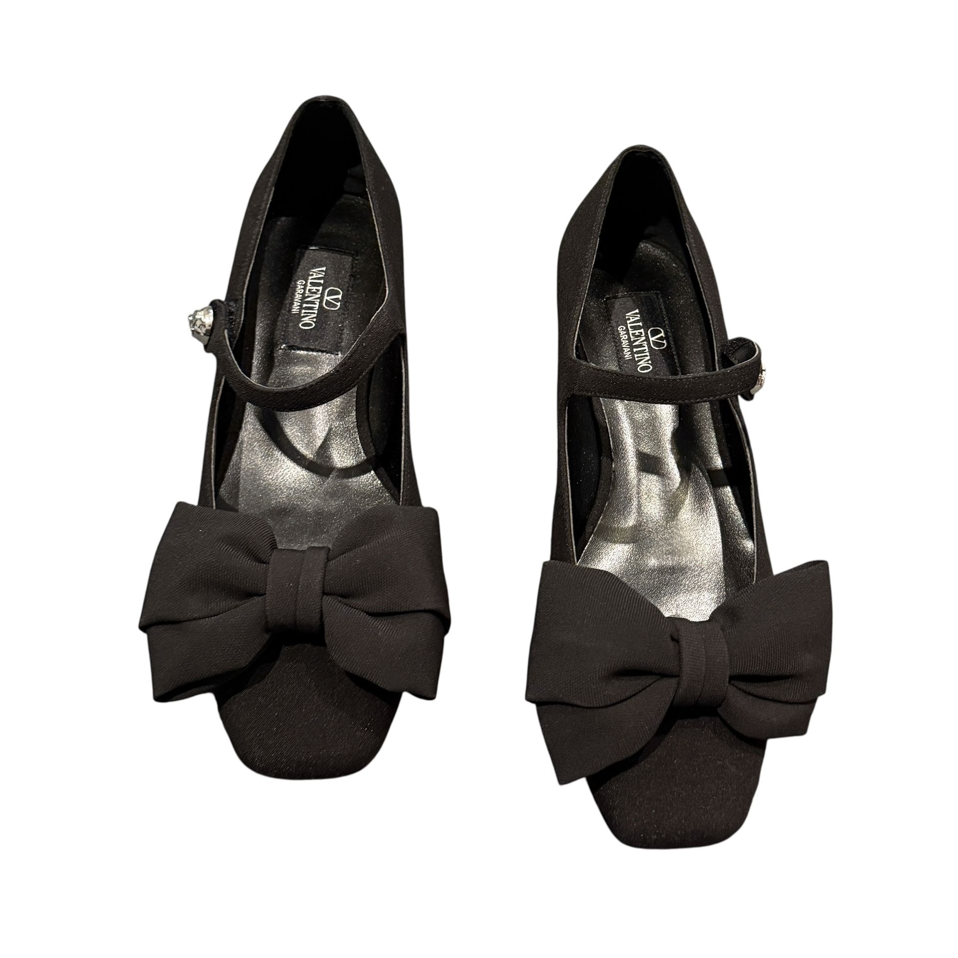 Valentino Garavani Satin Bow Mary Jane Ballerina Flats
