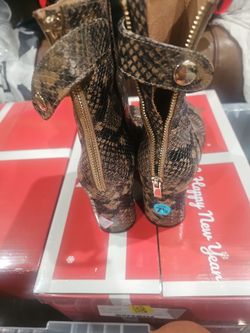 Snakeskin Print Ankle Boots Size 7.5