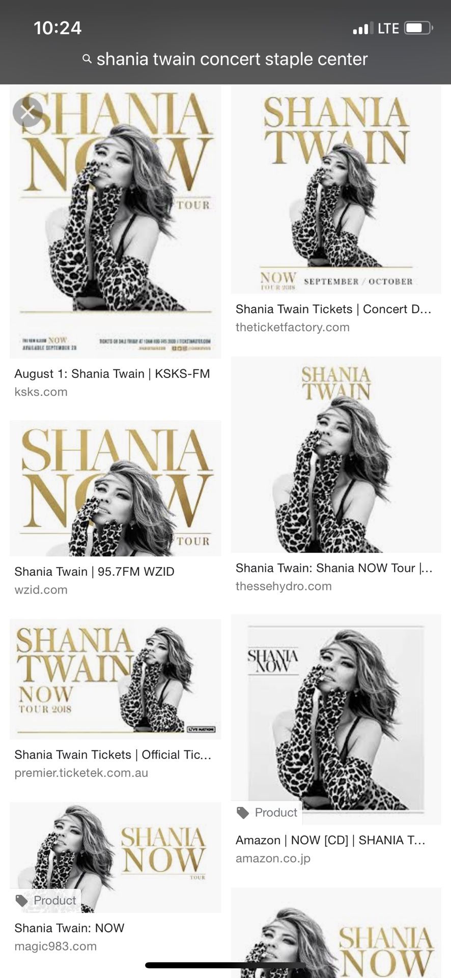 Shania Twain concert tickets