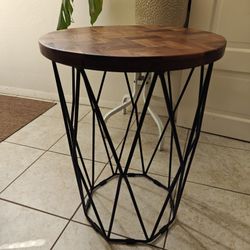 Round Side Table Wood And Metal