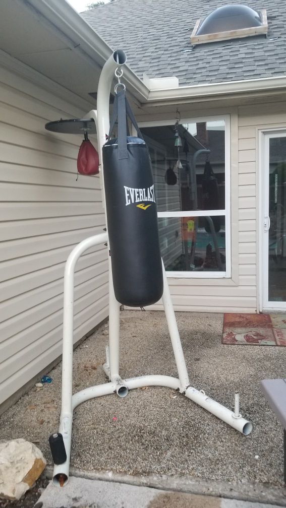 Now at Yard Sale 1st come Century Boxing Stand, Everlast Heavy Bag, w/Speed Bag