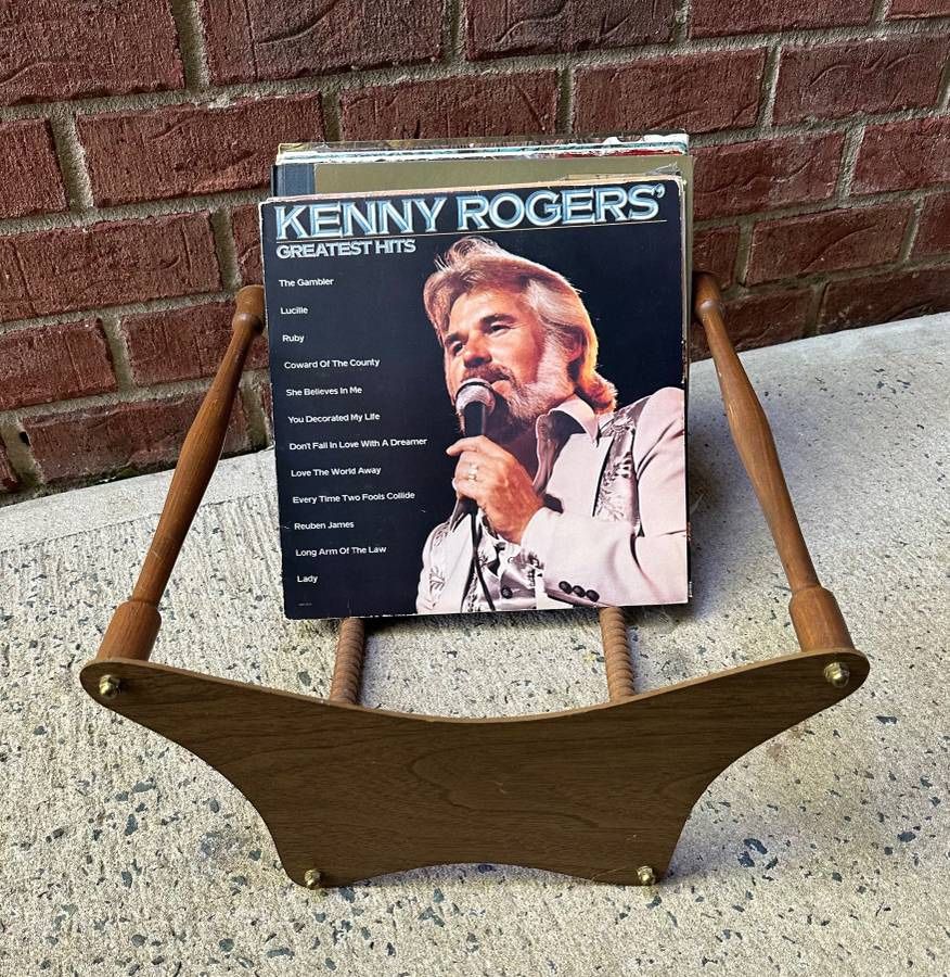 Vintage Mid Century Modern MCM Vinyl Records Rack Magazine Holder