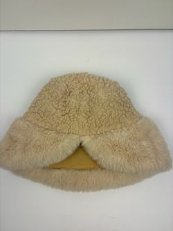 Cream Sherpa and Faux Fur Bucket Hat