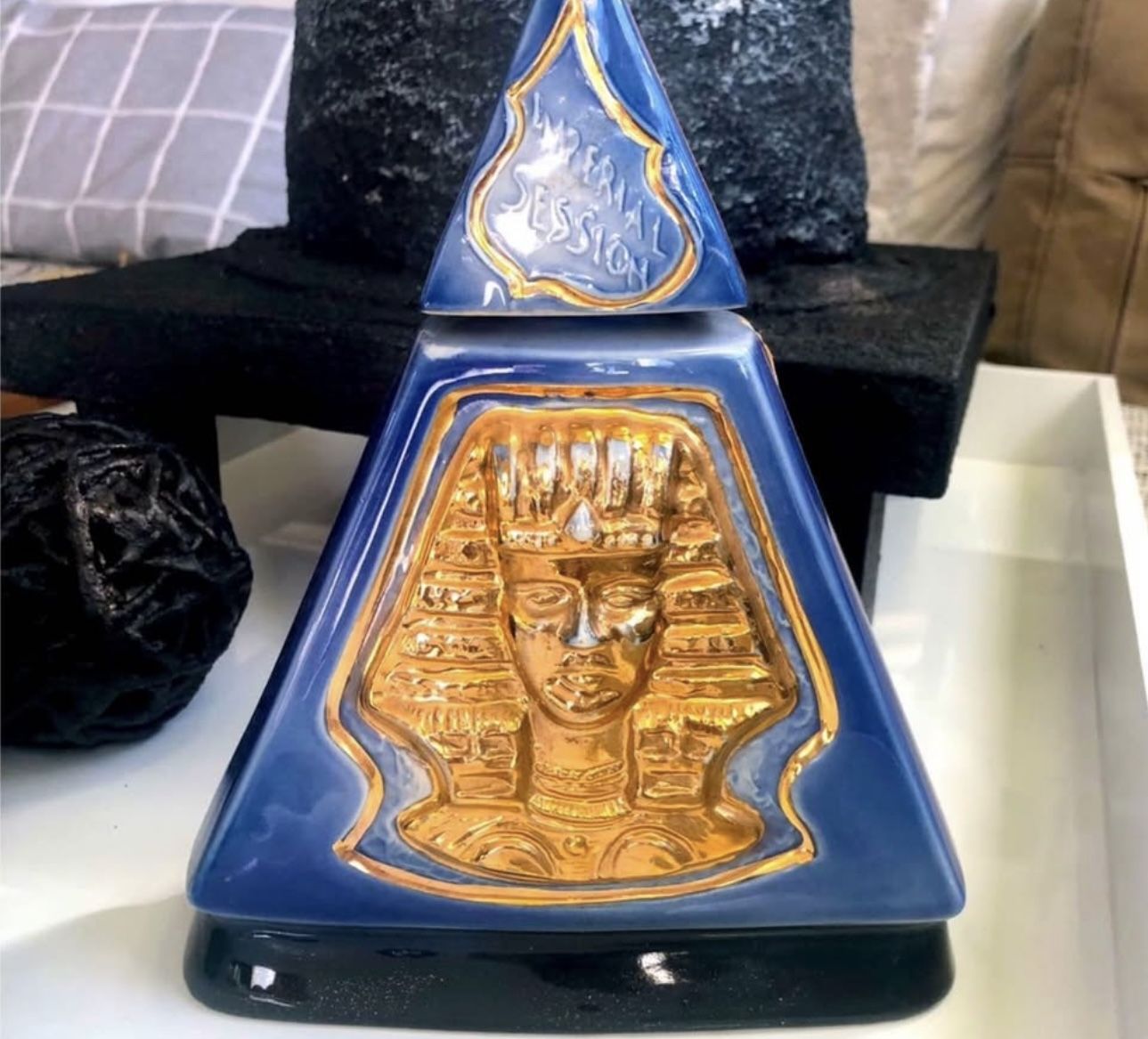 Vintage Jim Beam 1970 Gold Indiana Shriner’s Empty Whiskey Decanter Bottle