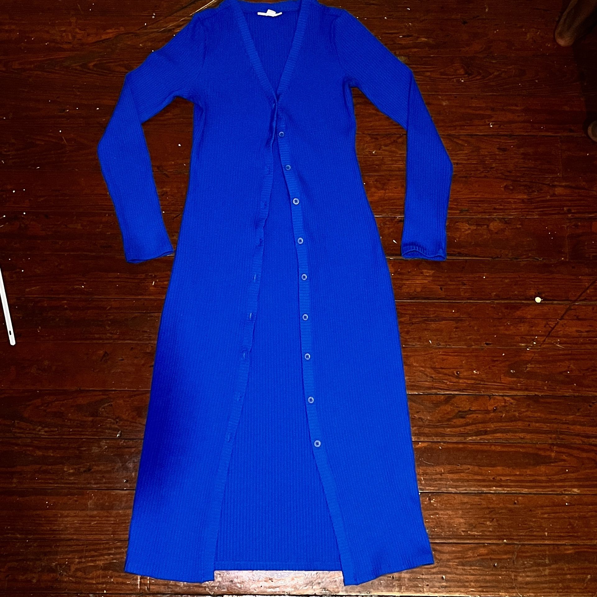 Long Thick Knit Blue Dress