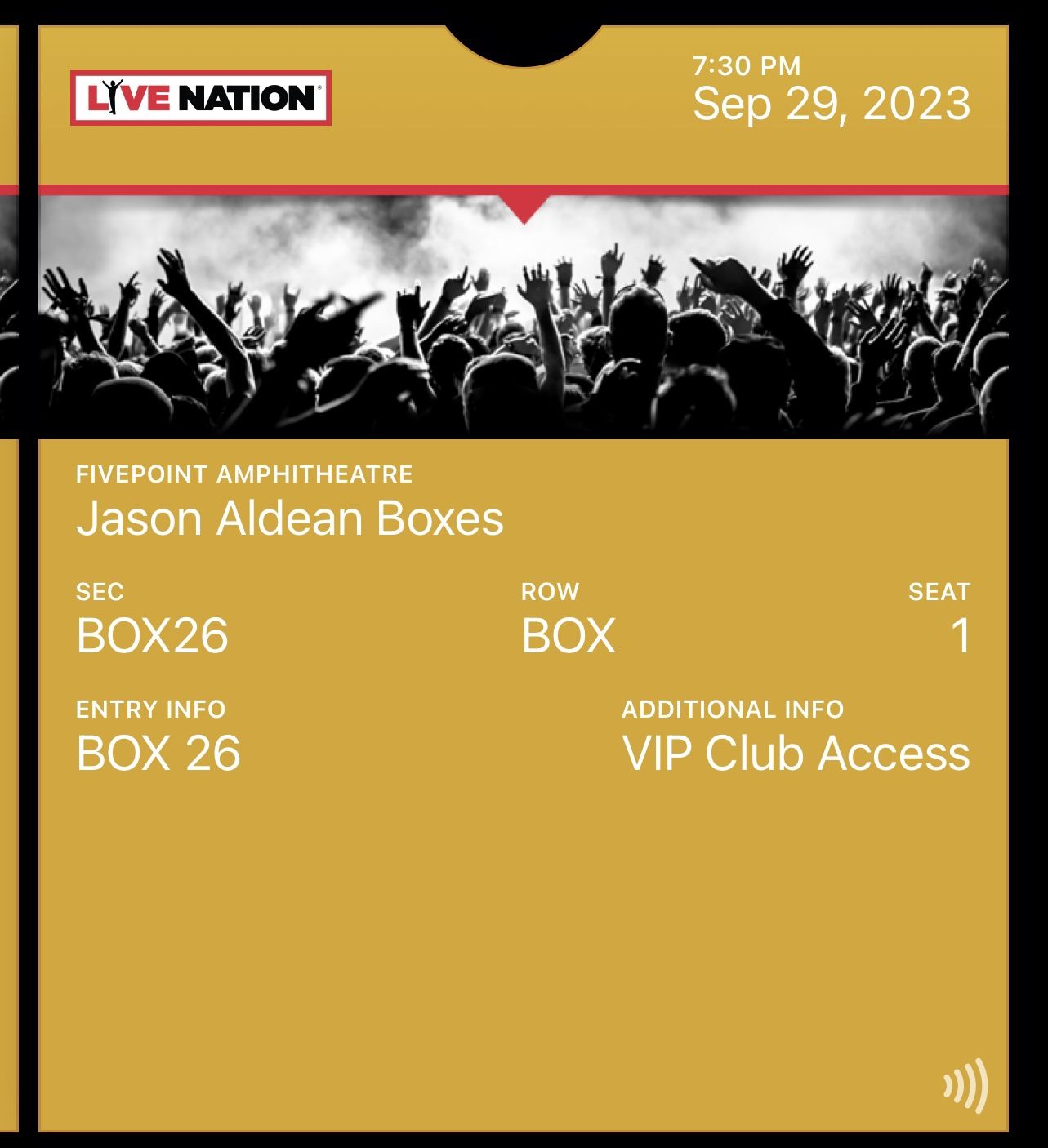 Jason Aldean Concert Tix (2) Friday 9/29, Irvine 
