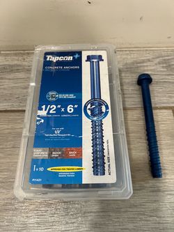 Tapcon 1/2" x 6” Steel Hex Washer-Head Indoor/Outdoor Concrete Anchors (9pcs)