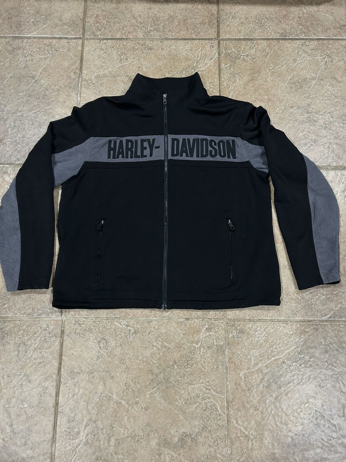 Harley Davidson Mens Big Logo With Fleece Jacket Embroidered Size XL