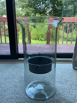 Pottery Barn Handmade Glass Hurricane Candle Holder