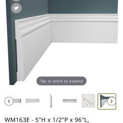 Ekena Millwork 5 in. x 1/2 in. x 96 in. Speed Base Molding, PVC