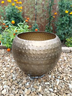 Large Hammered Metal Planter 19.5"