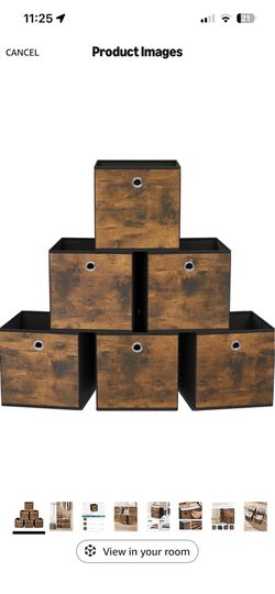 Storage Cubes, Set of 6 Storage Bins with Handles, Foldable Oxford Fabric and Non-Woven Fabric Storage Boxes, 10.2x10.2x11 Inches, Fit Cube Storage Un