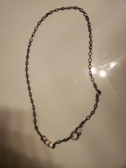 Sterling Silverl Necklace With Diamond Beads